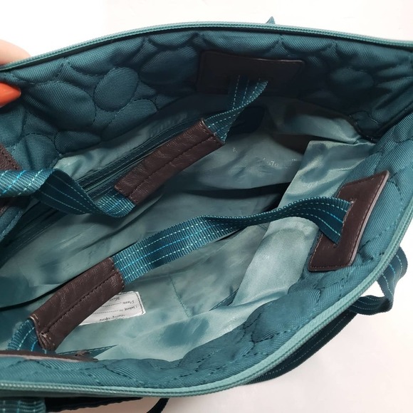 Thirty One Vary You Versatile Bag Tote Teal Blue Quilted Dots - Picture 7 of 10